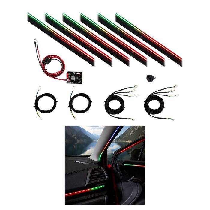 HD Interior Ambient Lighting Kit with Lights, Splitters and Bluetooth Controller- Universal Kit