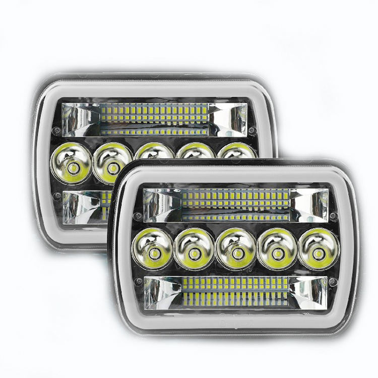 5x7 LED Headlight With Halo Amber White DRL