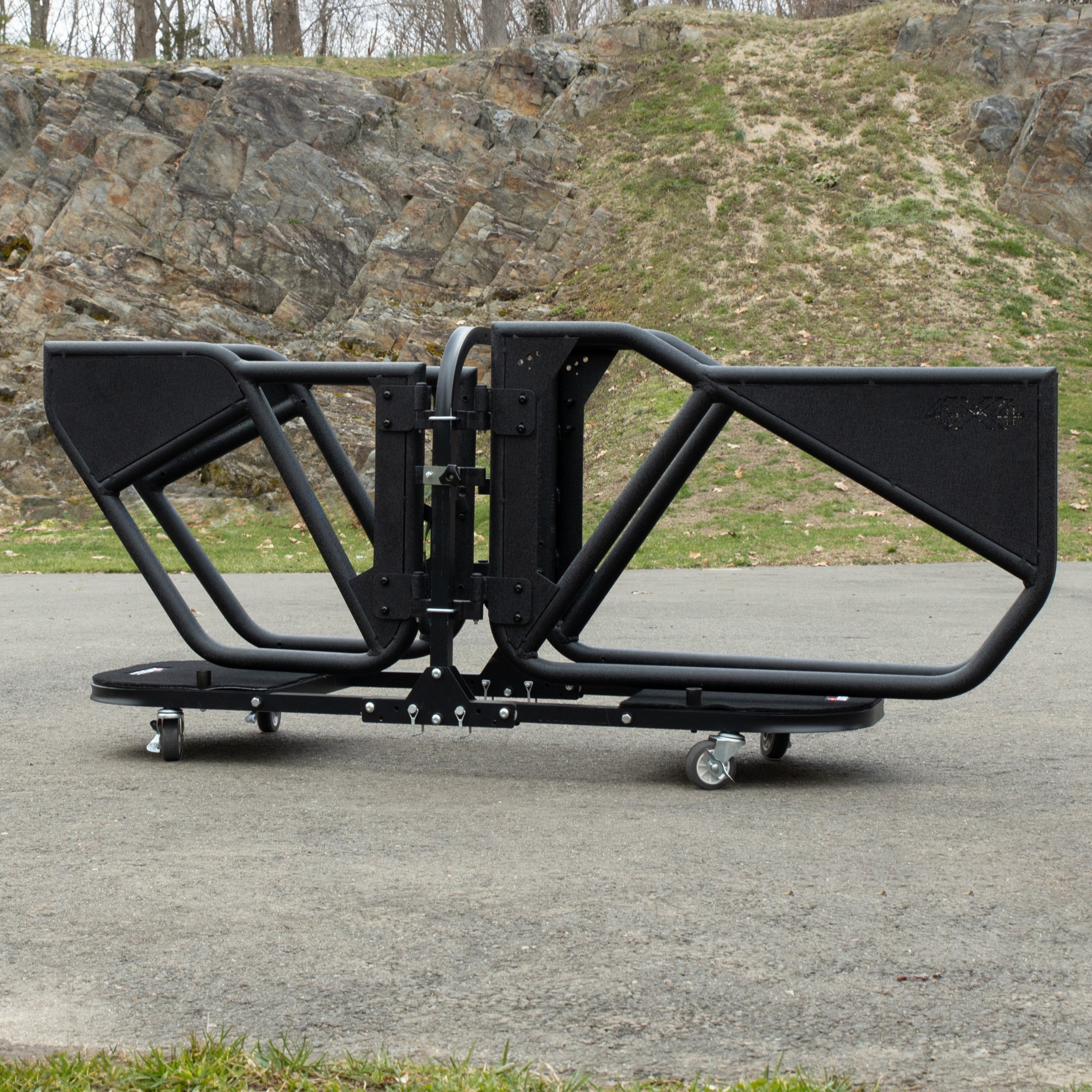 EZ4X4 Jeep 4 Door Aluminum Folding Rolling Door Cart - Storage Door Rack Holder Stand